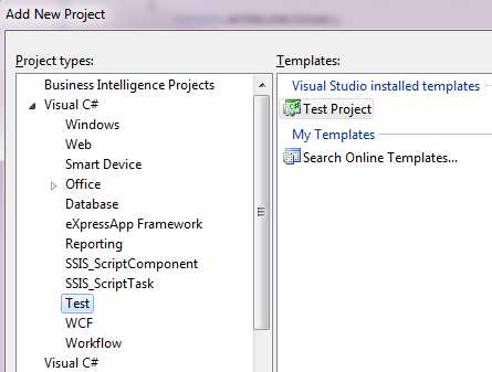 C:\Personal\trunk\Unit Testing e-book\screenshots\newTestProjectDialog.png