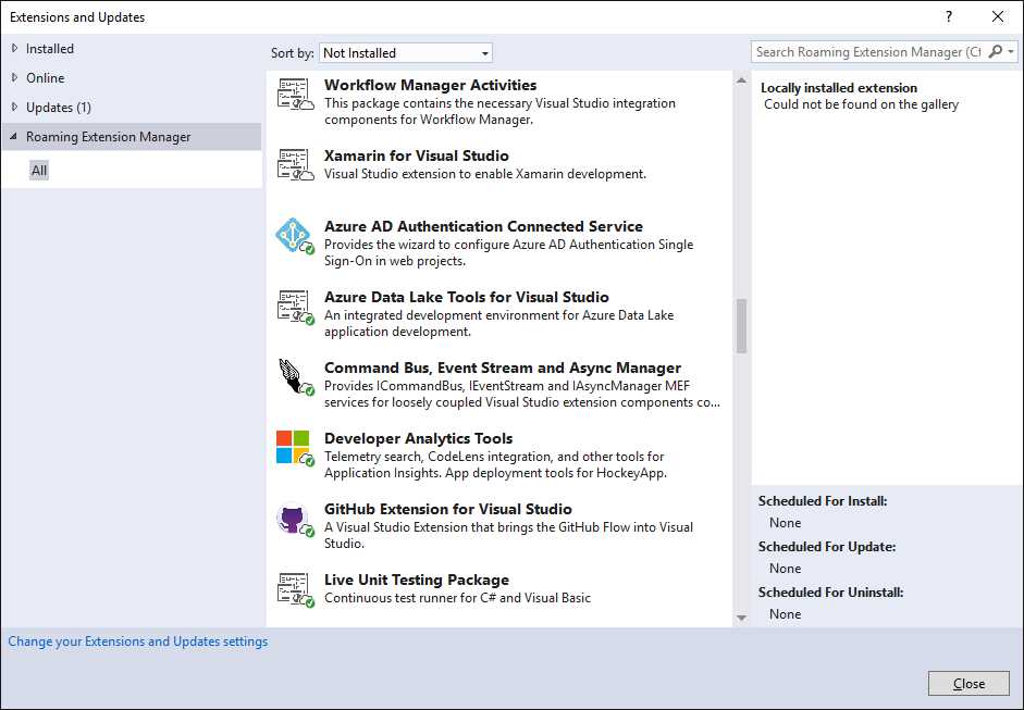Activating the Roaming Extension Manager