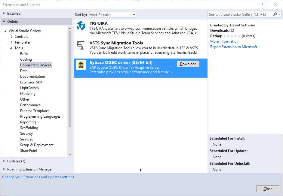 Additional Connected Services to Download as Extensions