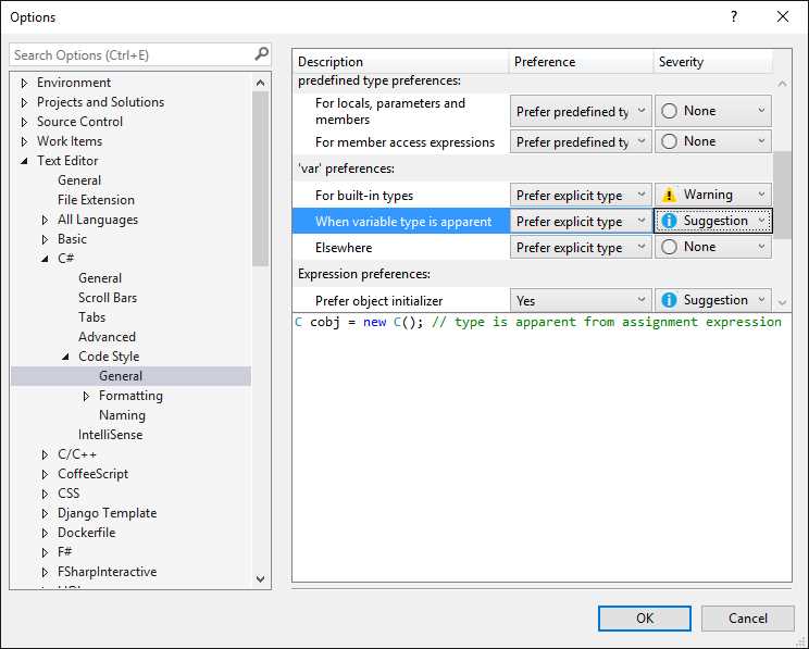 Changing the Code Style for the var Keyword