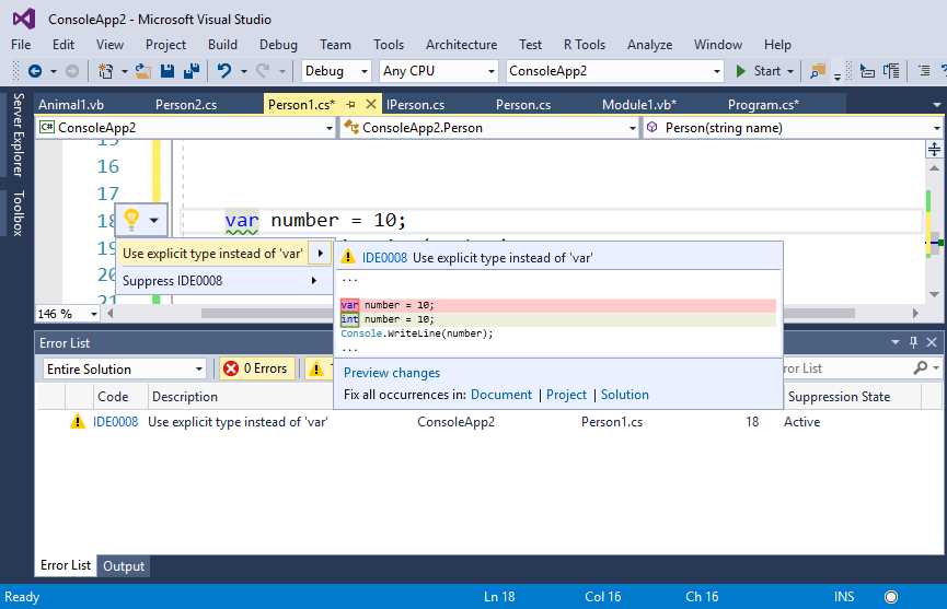 Compiler Detects and Fixes Improper var Usage