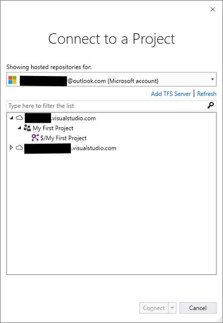 Connecting to Visual Studio Team Services Repositories