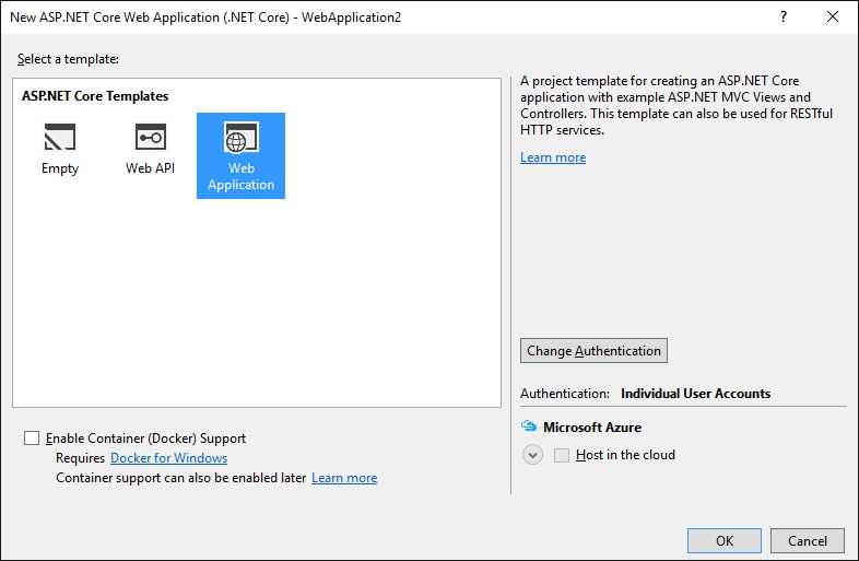 Creating a New ASP.NET Core Web Application