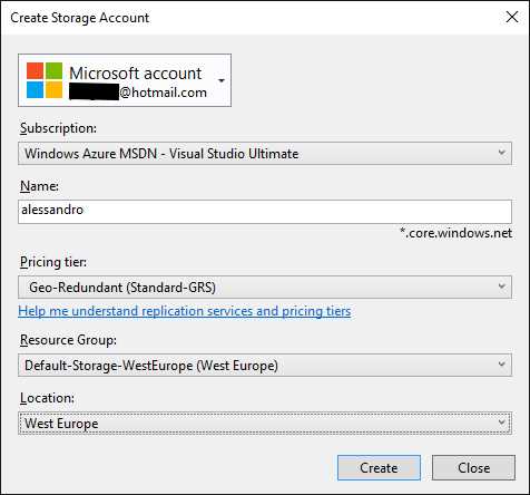 Creating a New Storage Account