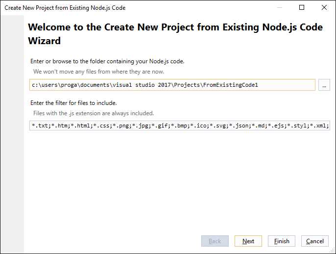 Dialog that Imports Existing Node.js Code