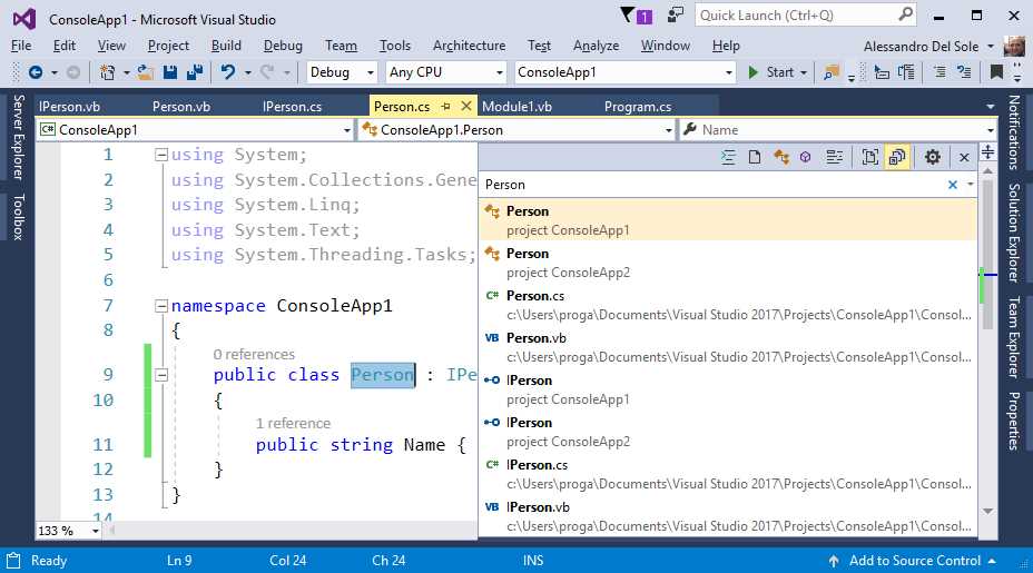 Go To Listing Occurrences of the Specified Identifier