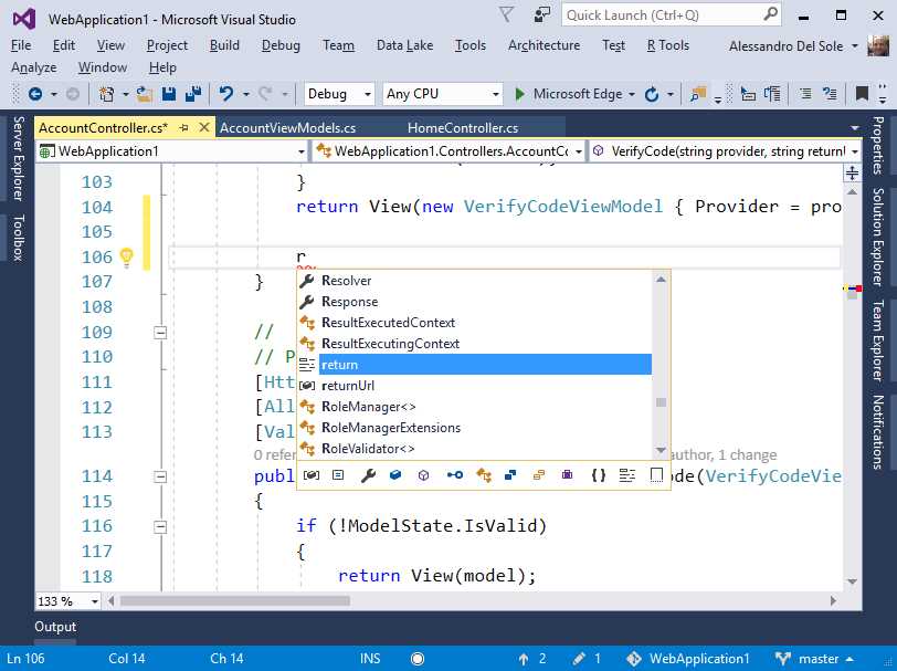 IntelliSense Suggestions and Filters