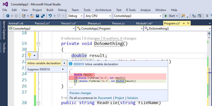 Introducing an Inline Out Variable