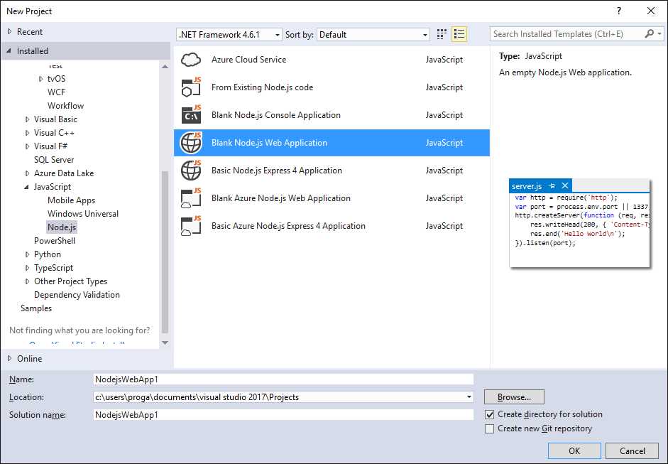 Project Templates for Node.js