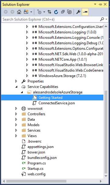 Solution Explorer Displays NuGet Package and a New Support Folder