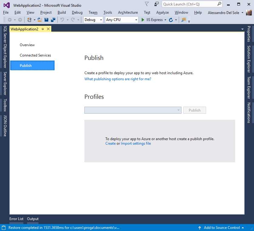 Specifying a Publish Profile