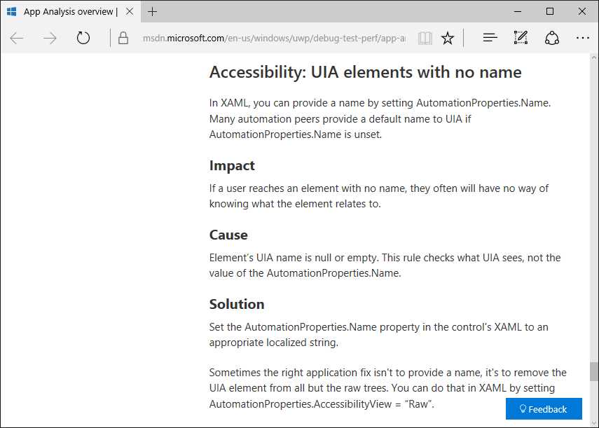 The Documentation of a UI Analysis Issue