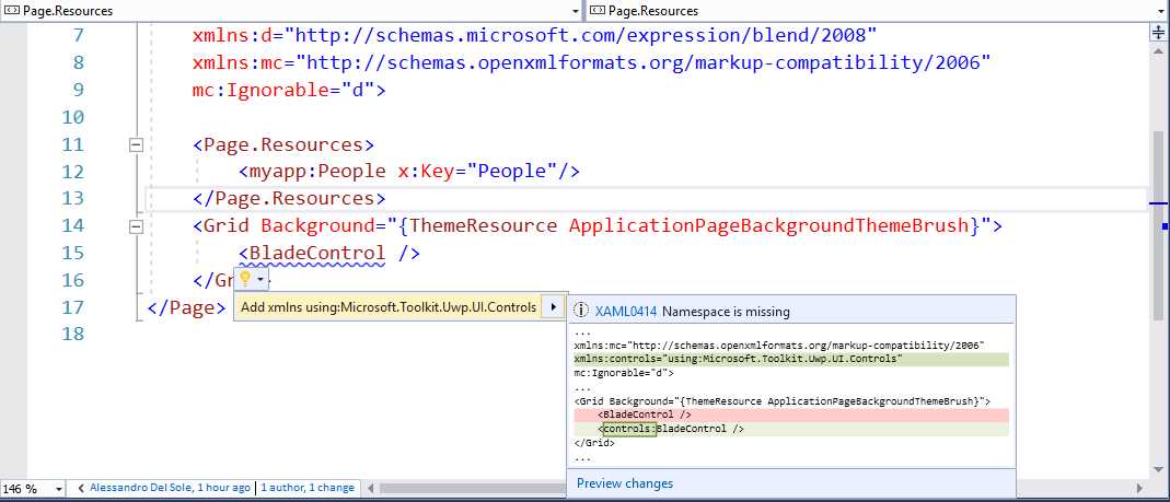 The Light Bulb Suggests Quick Actions for Missing Namespaces