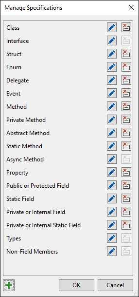 The List of Available Specifications
