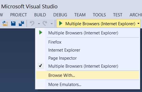 Accessing the Command to Change the Default Browser(s) for Testing