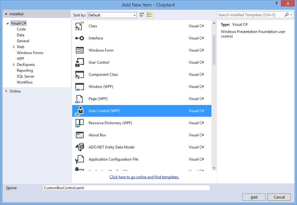 Adding a New User Control