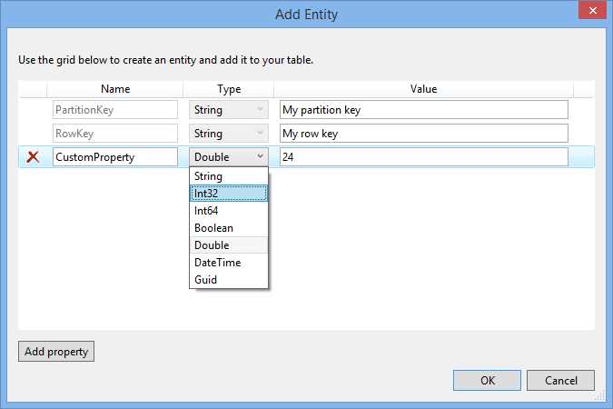 Entering Data for the New Entity and Property Customization