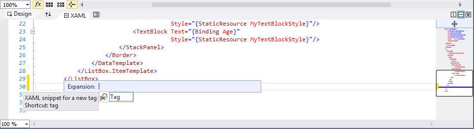 Selecting a Code Snippet from the List