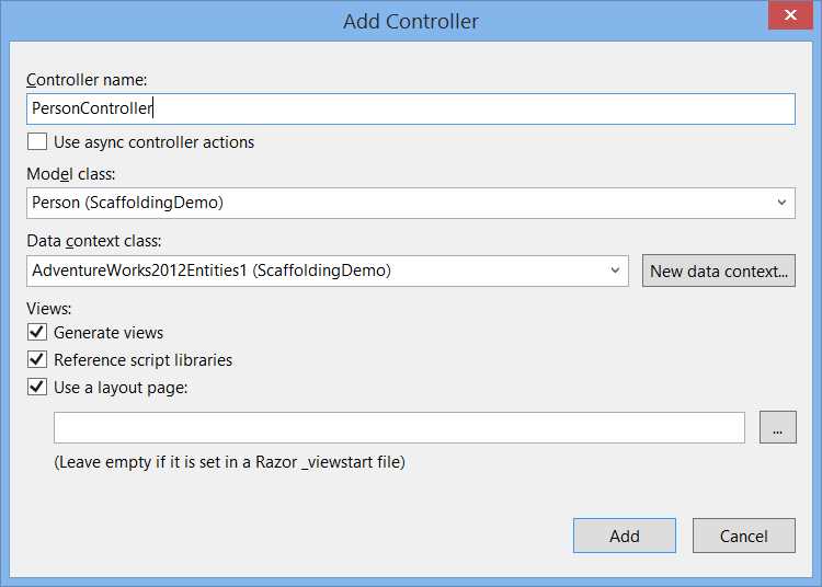 Specifying Properties and Settings for the New Controller