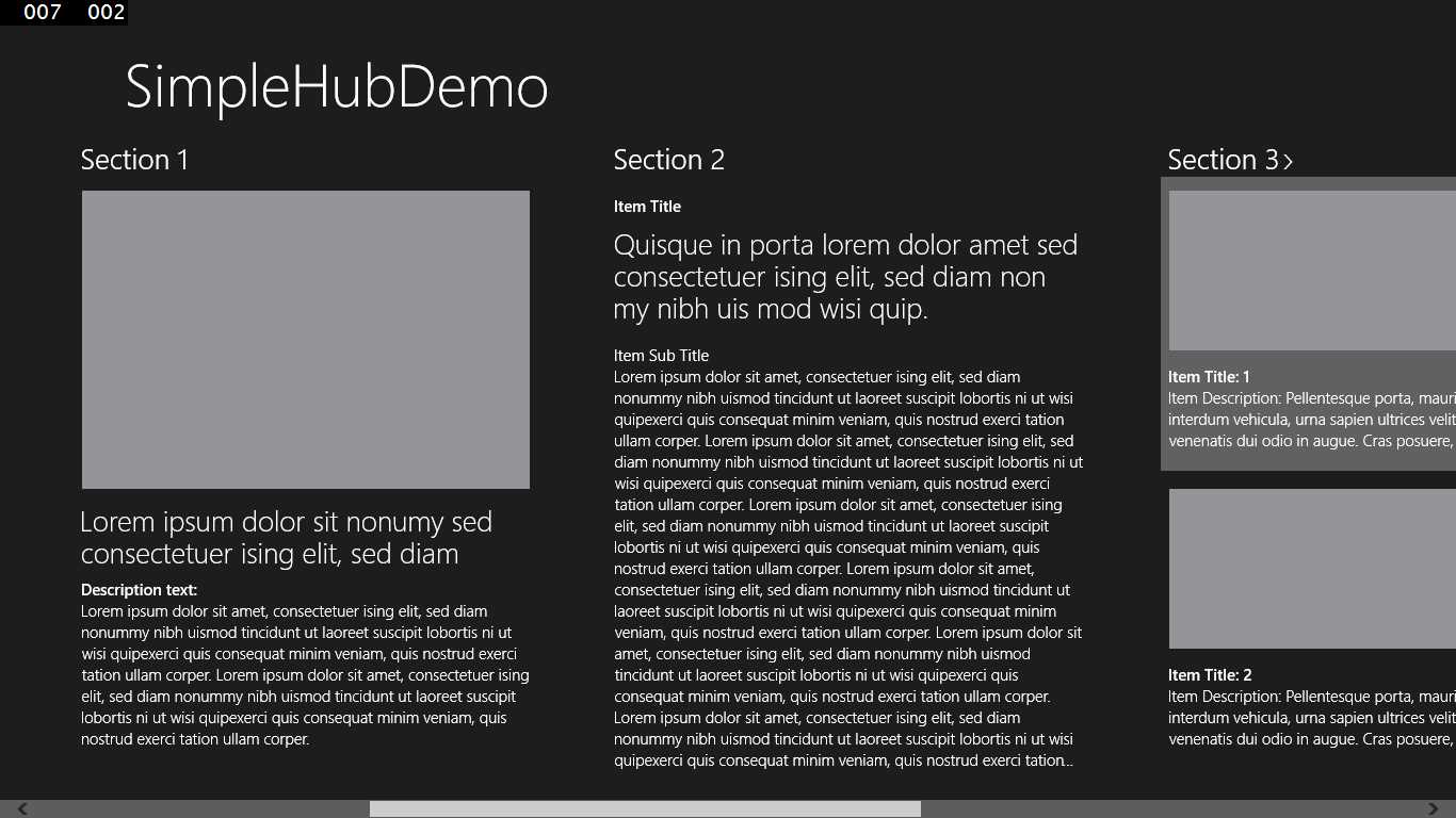 The Hub Control allows organizing content and shortcuts.