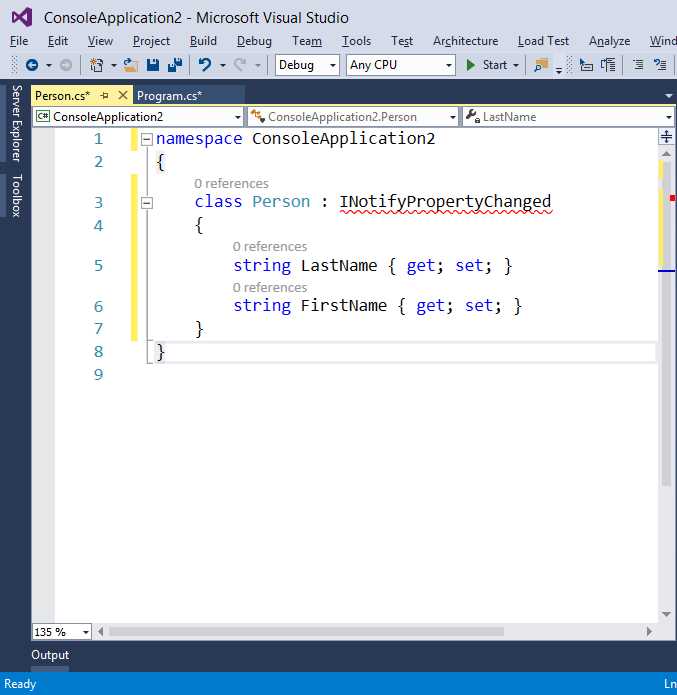 A sample class with errors.
