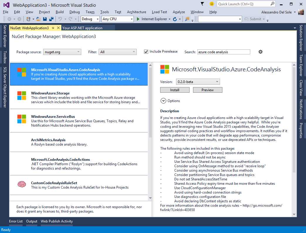 Adding Azure Code Analysis to your projects.