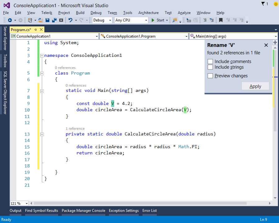 Applying and renaming a constant.