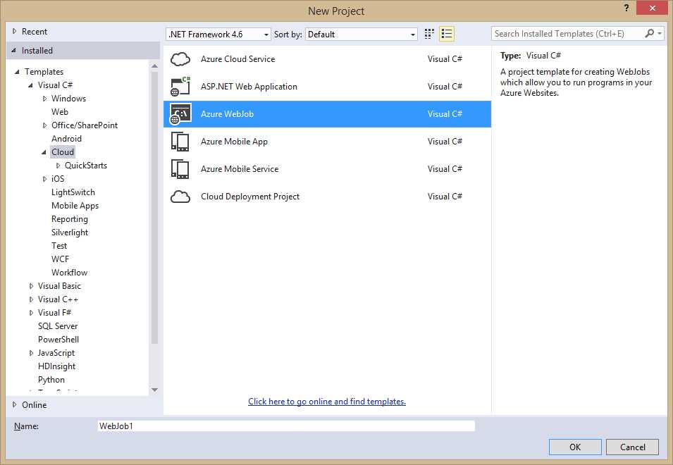 Azure WebJob project template.