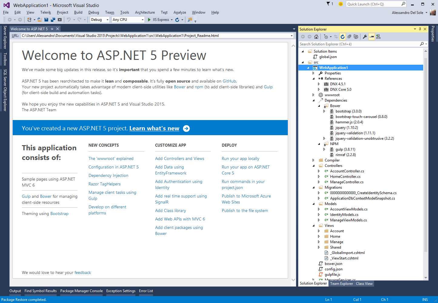 Creating a Starter Web project.