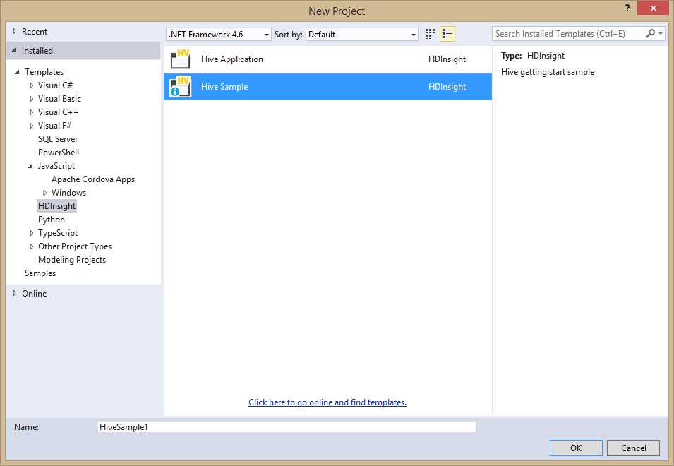 Creating Hive projects with HDInsight support.