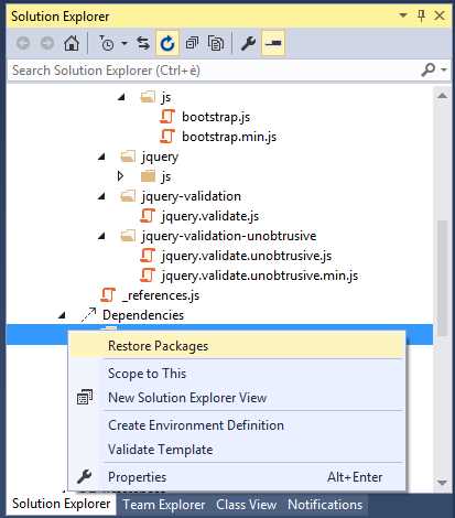 Restoring the appropriate packages after editing Bower.json.