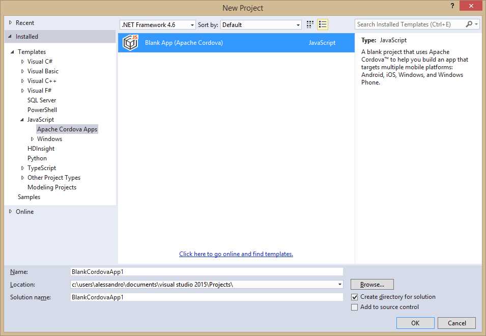 The Apache Cordova project template.