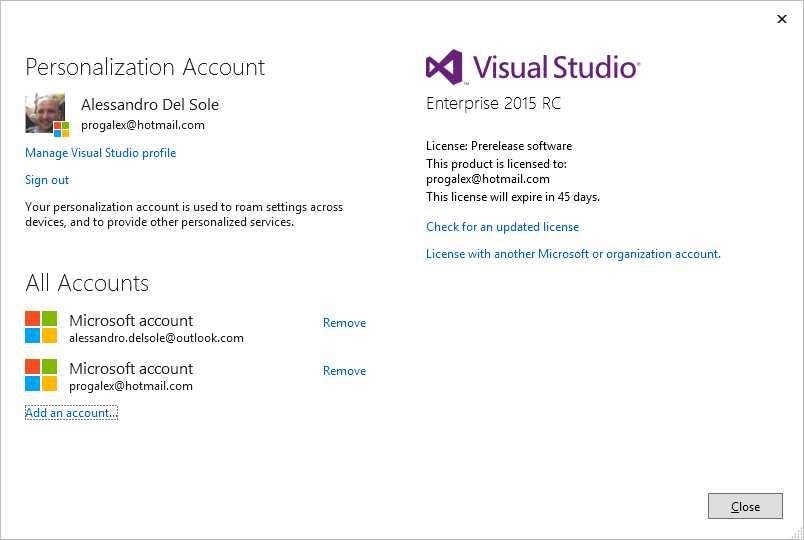 The updated list of available accounts.