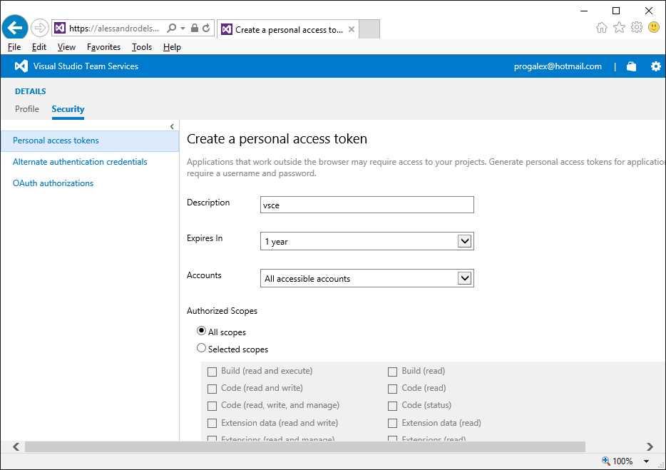 Creating a Personal Access Token