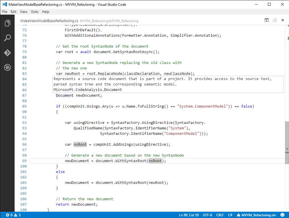 Getting type and member documentation with tooltips.