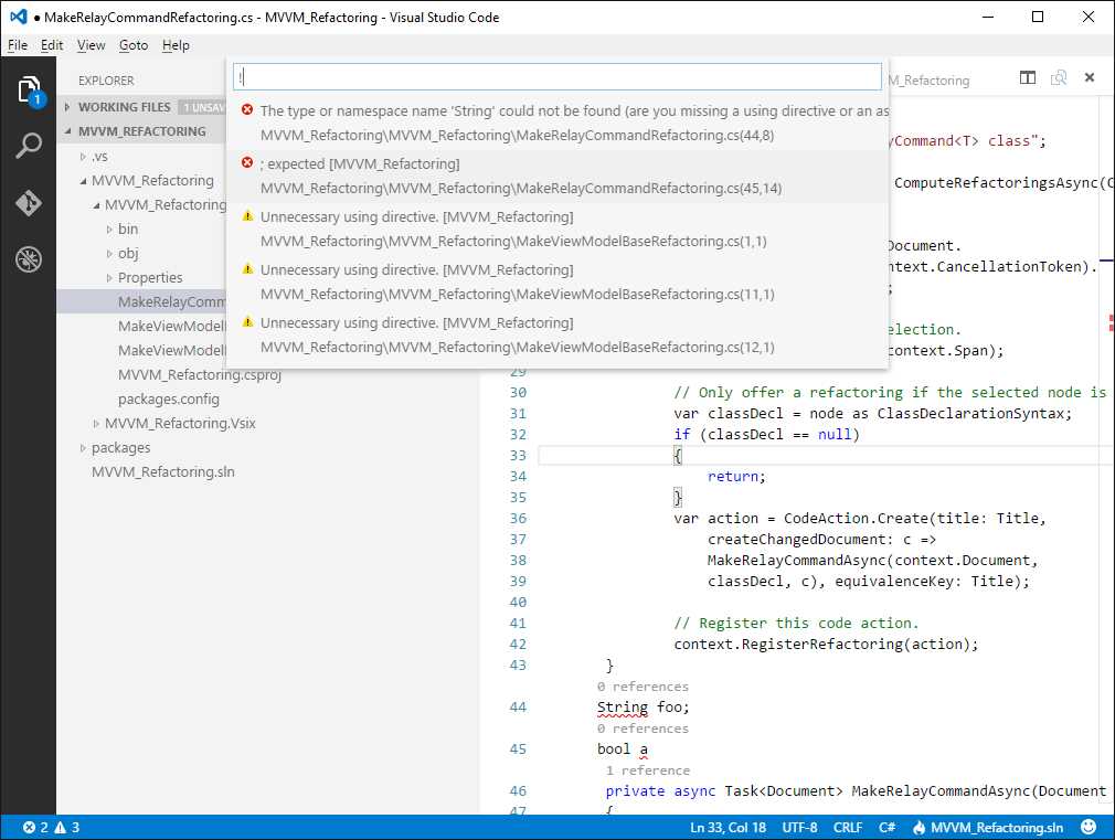Showing the List of Code Issues