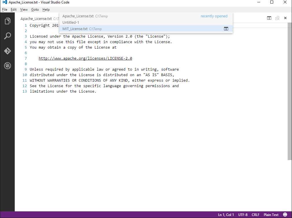 Switching between Code Files