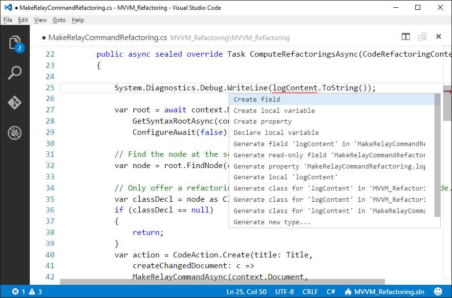 The Light Bulb provides proper code fixes based on the context.