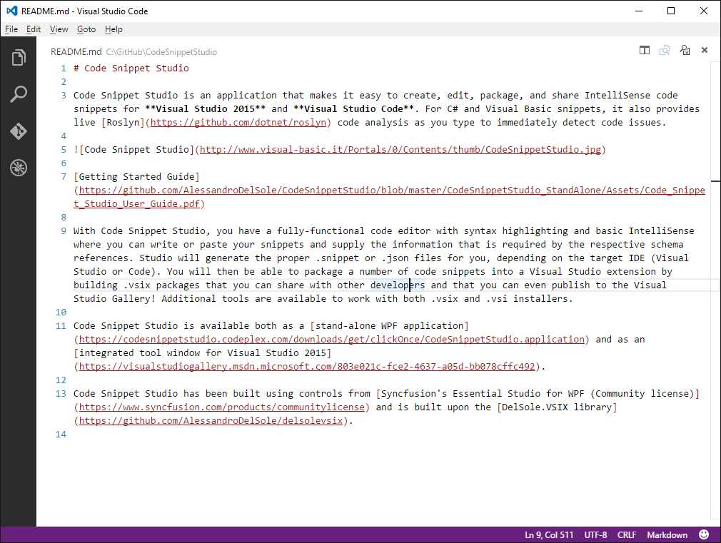 Writing a Markdown document.