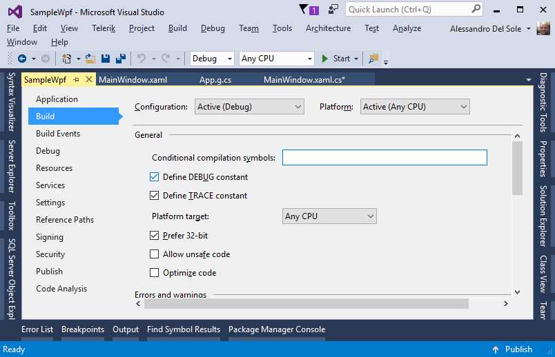 Controlling Whether DEBUG and TRACE Constants Should Be Defined