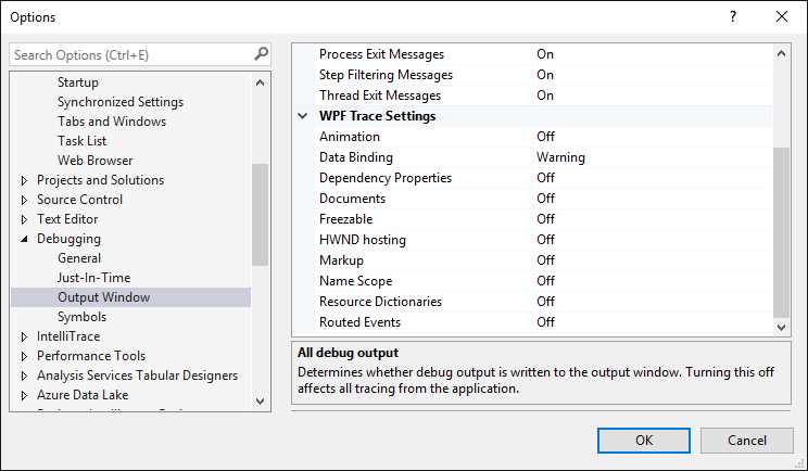 Displaying WPF Trace Settings
