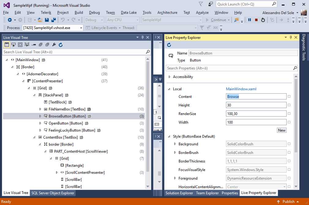 Live Visual Tree and Live Property Explorer