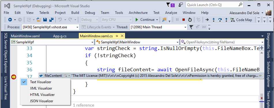 Selecting a Debugger Visualizer