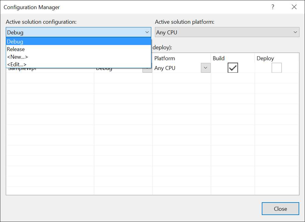 The Configuration Manager Dialog