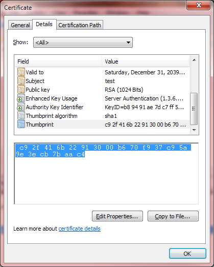 Certificate Thumbprint