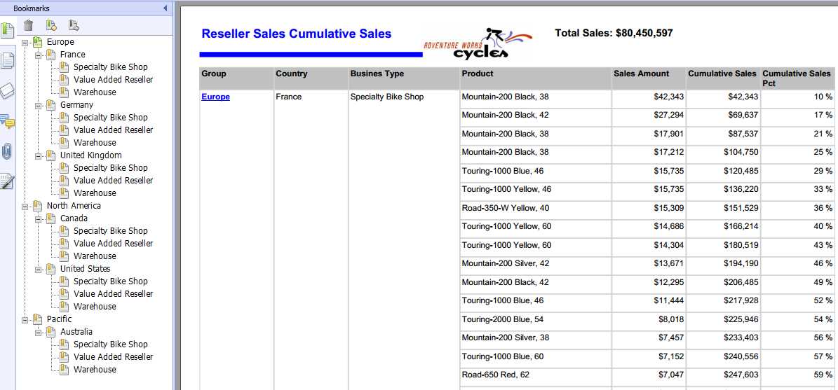 Viewing a report rendered as a PDF document