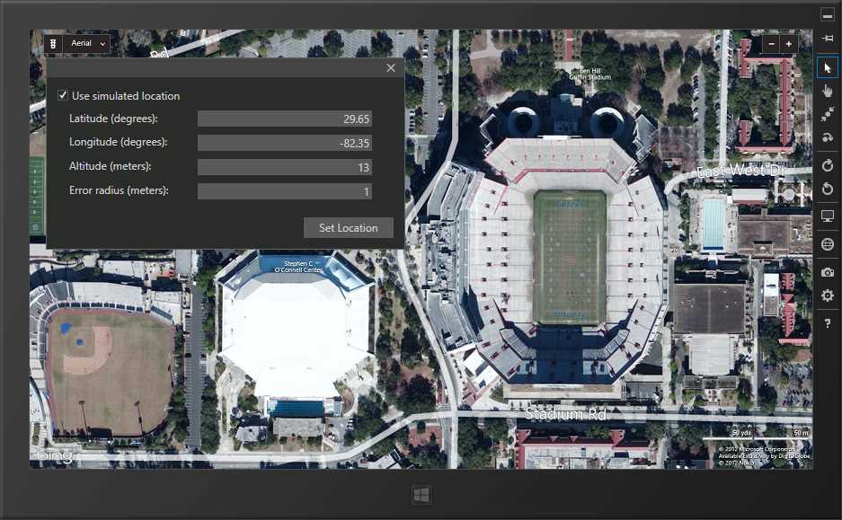 Using the Debugging Simulator's Location Simulation Tools with a  Map Application