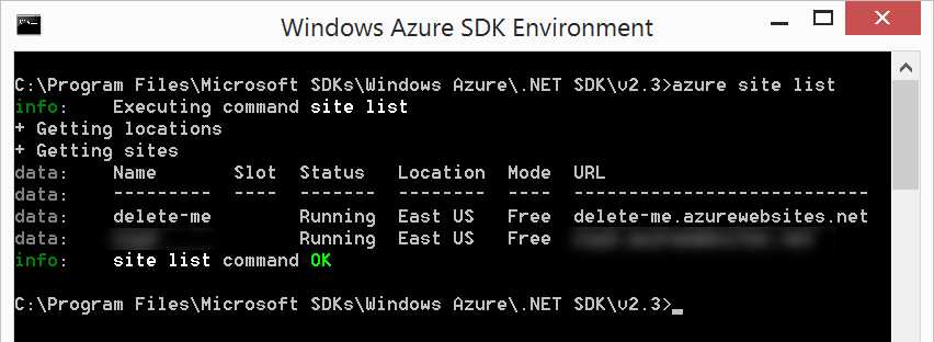 Azure CLI list sites