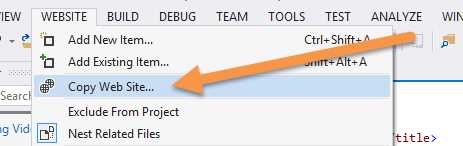 Copy Web Site from website menu