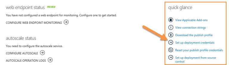 Dashboard deployment credentials command
